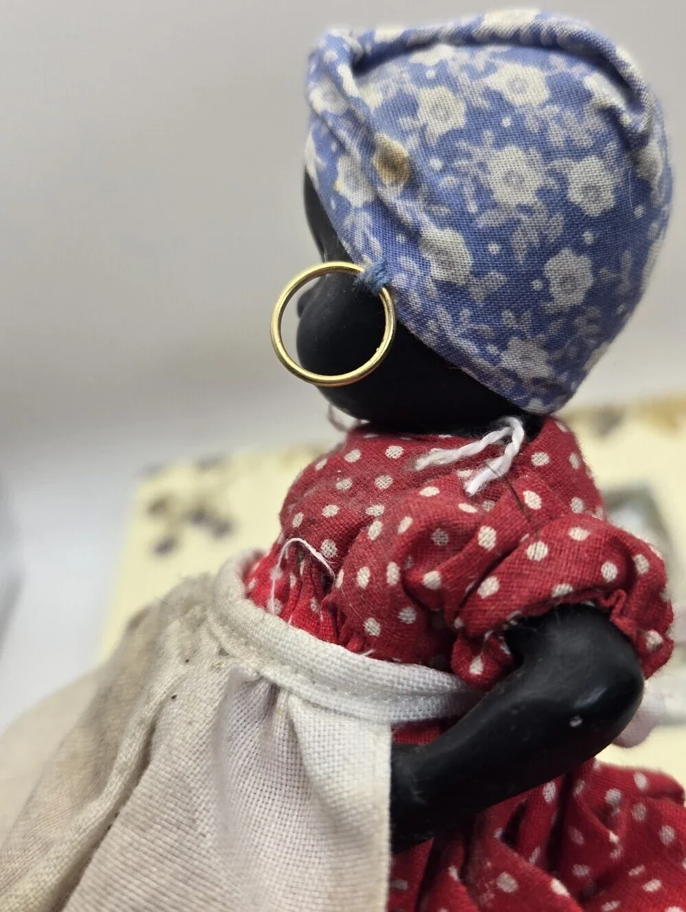 Vintage Bisque Porcelain Topsy Turvy Doll American Folk Art Floral Polka Dot